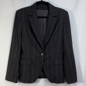 🥝 Cinzia Rocca Icons wool Charcoal w tan Pinstripe Blazer